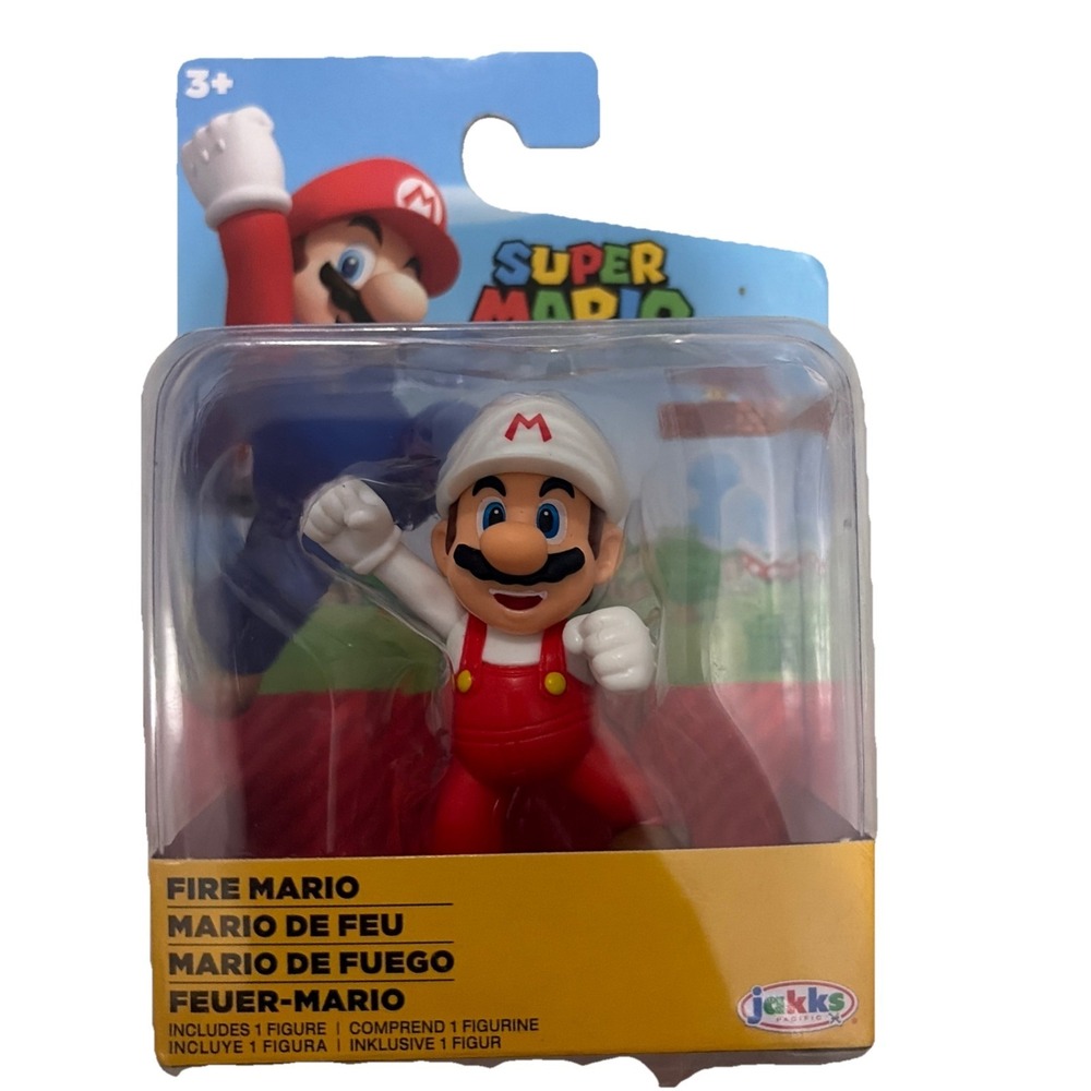Jakks Super Mario Fire Mario Figure 2.5in Nintendo Collectible New Toy